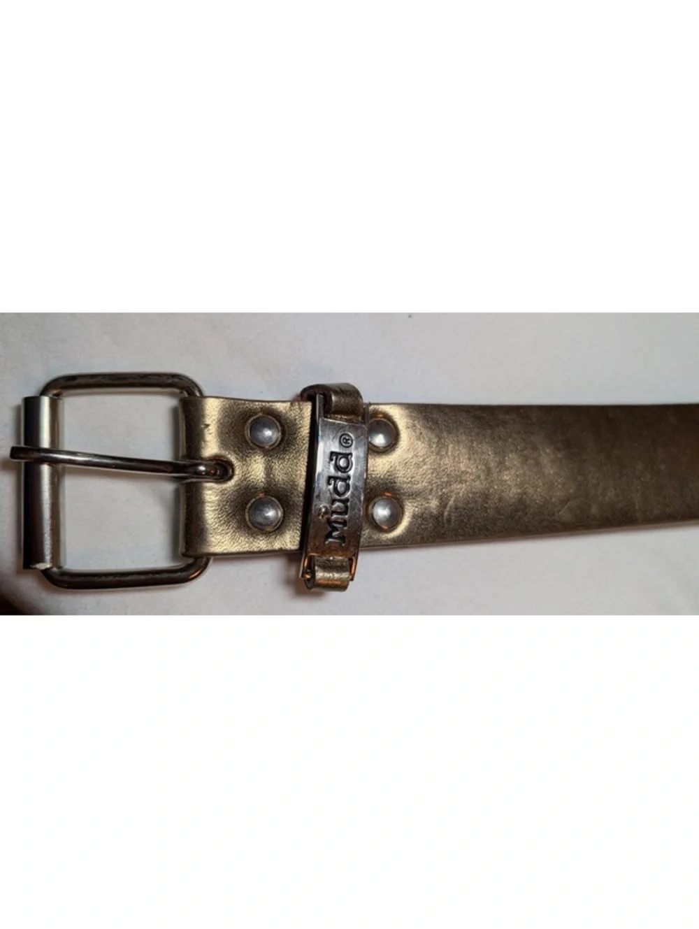 Vintage Y2K Mudd Genuine Leather Metallic Gold Studded Belt Size Medium/Large